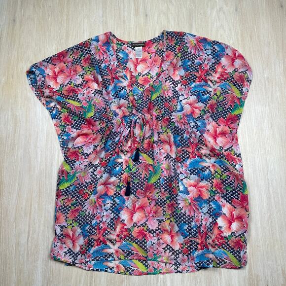 Tommy Bahama Tropical Floral Print Beach Resort Vacay Swim Coverup Dress Small - Picture 1 of 14